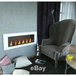 Bio Ethanol Fireplace Wall Mounted Eco Fire 110 cm 7kW 6 burners with Glass