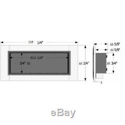 Bio Ethanol Fireplace Wall Mounted Eco Fire 110 cm 7kW 6 burners with Glass