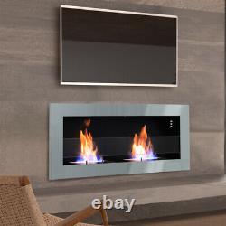 Bio Ethanol Fireplace Wall Mounted/ Recessed 2-Burner Biofire with Glass Panel