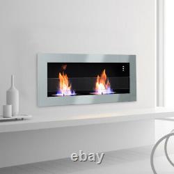 Bio Ethanol Fireplace Wall Mounted/ Recessed 2-Burner Biofire with Glass Panel