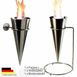 Bio Ethanol Gel Fireplace Monaco Torch Wall/Stand Fireplace Stainless Steel 65cm