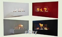Bio Ethanol Gel Fireplace Rabea Deluxe Steel Wall Fire Place + Safety Glass