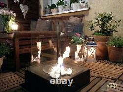 Bio Ethanol Glass Fireplace Portable Patio Garden Inner Eco Burner Large 52cm
