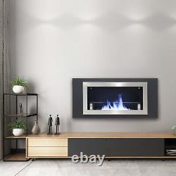 Bio Ethanol Recessed Wall Mounted Fireplace Stainless Steel Glass Biofire Heater