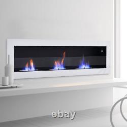 Bio Ethanol Stainless Steel Glass Fireplace Wall Mounted Flame Bedroom Heater