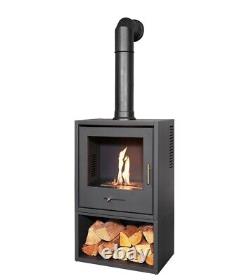 Bio Ethanol Stove Charcoal Black Stove 3 With Angled Pipe Log Store
