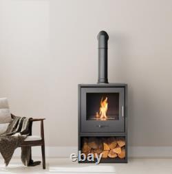 Bio Ethanol Stove Charcoal Black Stove 3 With Angled Pipe Log Store