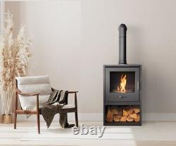 Bio Ethanol Stove Charcoal Black Stove 3 With Angled Pipe Log Store