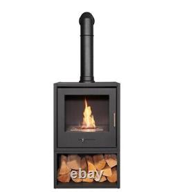 Bio Ethanol Stove Charcoal Black Stove 3 With Angled Pipe Log Store