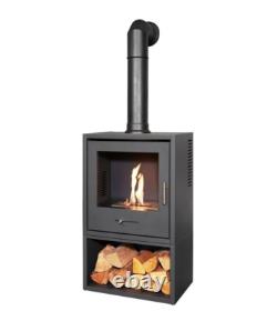 Bio Ethanol Stove Charcoal Black Stove 3 With Angled Pipe Log Store