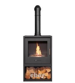 Bio Ethanol Stove Charcoal Black Stove 3 With Angled Pipe Log Store