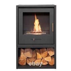 Bio Ethanol Stove Charcoal Black Stove 3 With Log Wood Store