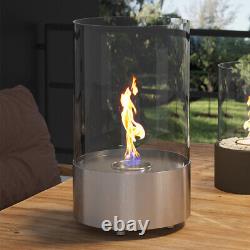 Bio Ethanol Table Top Fireplace Round Indoor Outdoor Heater Glass Top Burner