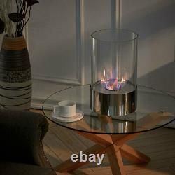 Bio Ethanol Tabletop Fireplace In/Outdoor Camping Glass Top Fire Round Burner UK