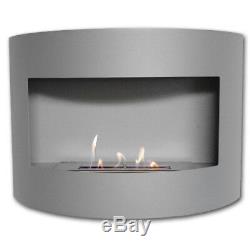 Bio Ethanol Wall Fireplace Riviera Deluxe Grey Matt + 1 Firebox