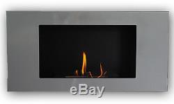 Bio Ethanol Wall Fireplace Valencia Deluxe Stainless Steel + 1 Firebox