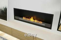 Bio ethanol fireplace built-in Wall 124 cm Single burners 90 cm with glass A gr