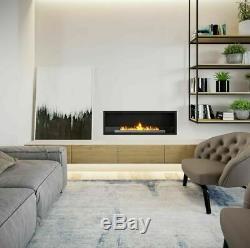 Bio ethanol fireplace built-in Wall 124 cm Single burners 90 cm with glass A gr
