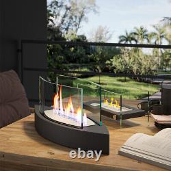 Bio ethanol fireplace glass Insert Heater Tabletop Burner Camping Outdoor Pit