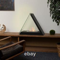 Bio-ethanol fireplace stand fireplace triangle black 72x30x62 cm decorative fireplace oven