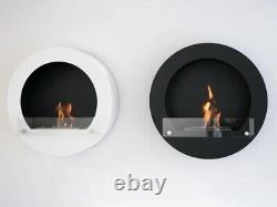 Bio ethanol fireplace wall mounted, White Round Bioethanol Fireplace