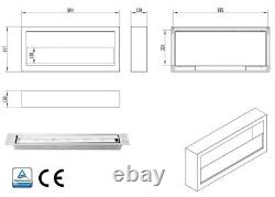 Bio ethanol fireplace wall mounted, hanging S-Line BOX 900mm with glass