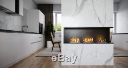 Bio ethanol fireplace with 3 built-in 124x36x15 burners with glass ORIZON Dx ope