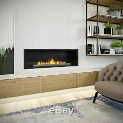 Bio ethanol fireplace with built-in Wall 124 cm Single burners 90 cm with glass