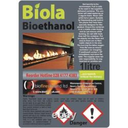 Bio ethanol fuel for fireplaces clean burning odourless 12 litres Biola liquid
