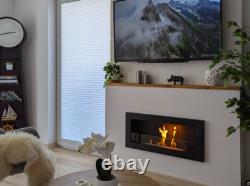 Bio fireplace 900x400 SLIM Black structural with glass