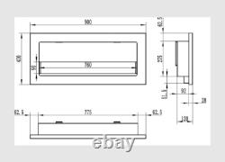 Bio fireplace 900x400 SLIM Black structural with glass
