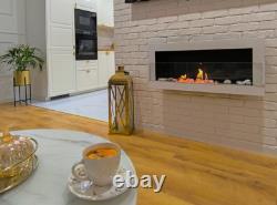 Bio fireplace 900x400 with glass White Gloss