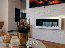 Bio fireplace 900x400 with glass White Gloss
