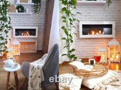 Bio fireplace 900x400 with glass White Gloss