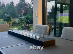 Bio fireplace insert 120 cm matt black with glass