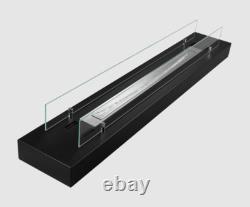 Bio fireplace insert 120 cm matt black with glass