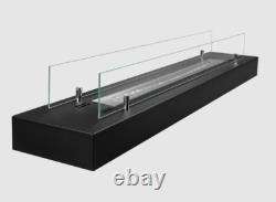 Bio fireplace insert 120 cm matt black with glass