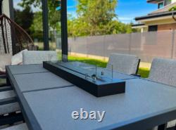 Bio fireplace insert 120 cm matt black with glass