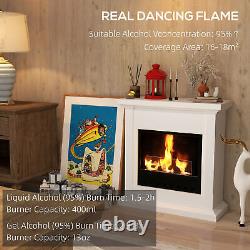 Bioethanol Fire Ethanol and Gel Fireplace 3 Hours Burns White HOMCOM