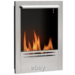 Bioethanol Fireplace Insert Stainless Steel Silver 48W x18D x59Hcm Indoor 0.9L W