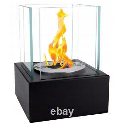 Bioethanol Fireplace Smart Freestanding Black Design Eco Tempered Glass