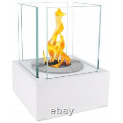 Bioethanol Fireplace Smart Freestanding White Design Eco Tempered Glass