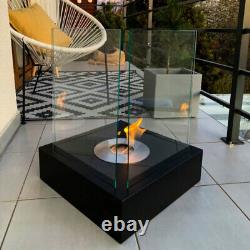 Bioethanol Fireplace Sunset Garden Black Design Eco Tempered Glass