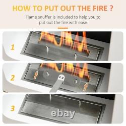 Bioethanol Fireplace Wall Mounted 1L Burner 6200BTU No Smoke White 48x48cm