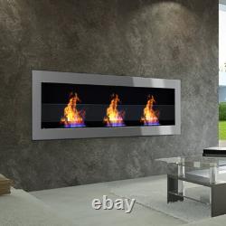 Bioethanol Wall mounted Fireplace Steel Recessed/Inset Burner Fire Heater 140 cm