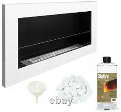 Bioethanol Wall mounted Fireplace White Gloss Bio Ethanol 800mm 80cm glass fuel