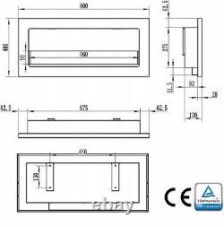 Bioethanol Wall mounted Fireplace White Gloss Bio Ethanol 800mm 80cm glass fuel