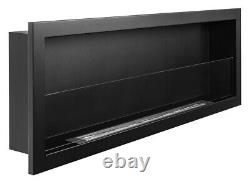 Bioethanol fireplace S-Line 3D 120cm with glass. Bio-fireplace built-in