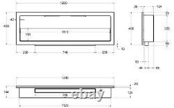 Bioethanol fireplace S-Line 3D 120cm with glass. Bio-fireplace built-in