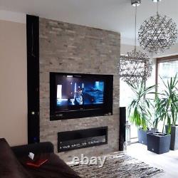 Bioethanol fireplace S-Line 3D 120cm with glass. Bio-fireplace built-in